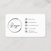 Modernes Minimalistisches Foto mit QR Code Social Visitenkarte (Rückseite)