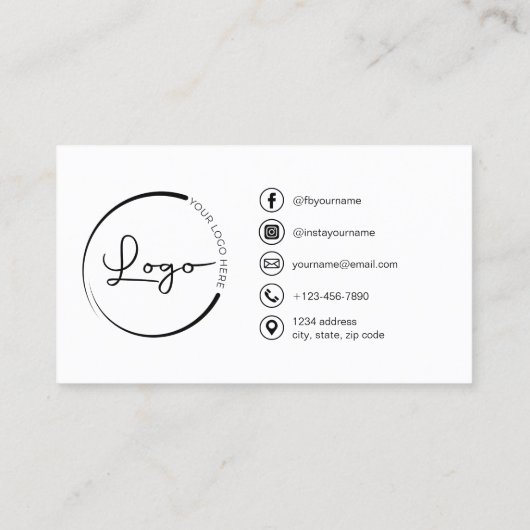 Modernes Minimalistisches Foto mit QR Code Social Visitenkarte (Rückseite)