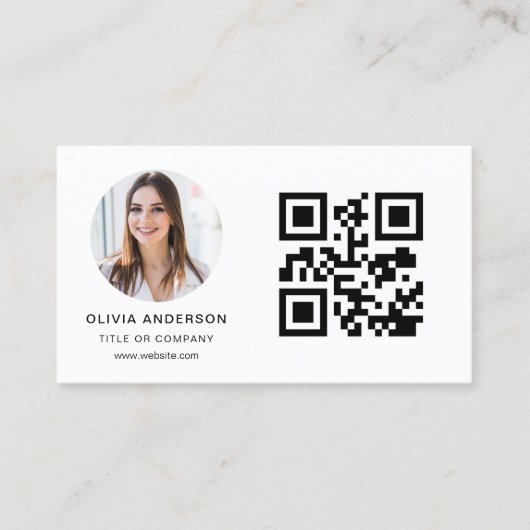 Modernes Minimalistisches Foto mit QR Code Social Visitenkarte (Vorderseite)