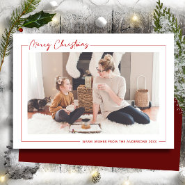 Modernes Minimalistisches Foto mit roter Schrift W Feiertagskarte