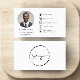 Modernes Minimalistisches Foto mit Social Media Ic Visitenkarte