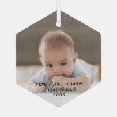 Modernes Minimalistisches Foto Overlay Schwarzer T Ornament Aus Glas (Rückseite)