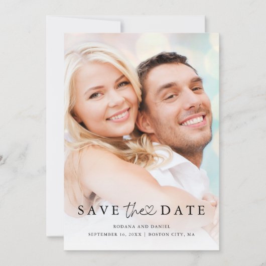 Modernes Minimalistisches Foto QR-Code Details Hoc Save The Date (Vorderseite)