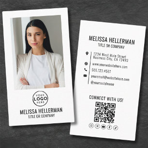 Modernes Minimalistisches Foto-QR-Code-Logo Vertik Visitenkarte