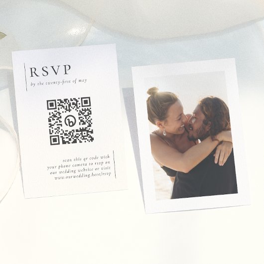Modernes Minimalistisches Foto QR Code Wedding RSV Begleitkarte