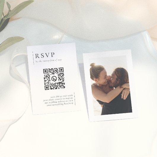 Modernes Minimalistisches Foto QR Code Wedding RSV Begleitkarte