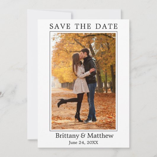Modernes Minimalistisches Foto Save The Date (Vorderseite)