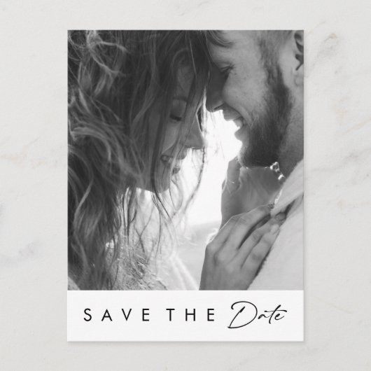 Modernes, Minimalistisches Foto Save the Date Einladungspostkarte (Vorderseite)