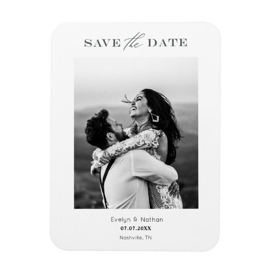 Modernes Minimalistisches Foto Save the Date Magnet (Vertikal)