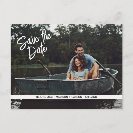 Modernes Minimalistisches Foto Save the Date Postk Postkarte (Vorderseite)