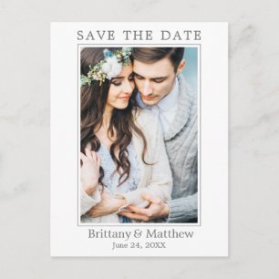Modernes Minimalistisches Foto Save the Date Postkarte