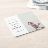 Modernes Minimalistisches Foto Save the Date Unter Rechteckiger Pappuntersetzer (angewinkelt)