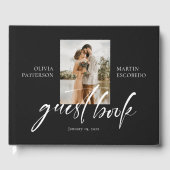 Modernes Minimalistisches Foto Schwarz Gästebuch (Vorderseite)