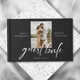 Modernes Minimalistisches Foto Schwarz Gästebuch