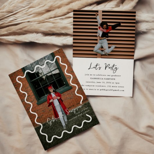 Modernes Minimalistisches Foto Schwarz-Weiß-Grad-P Einladung