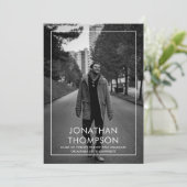 Modernes Minimalistisches Foto Schwarz-weißer Absc Einladung (Stehend Vorderseite)