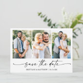 Modernes Minimalistisches Foto Script 3 QR Code Save The Date (Stehend Vorderseite)