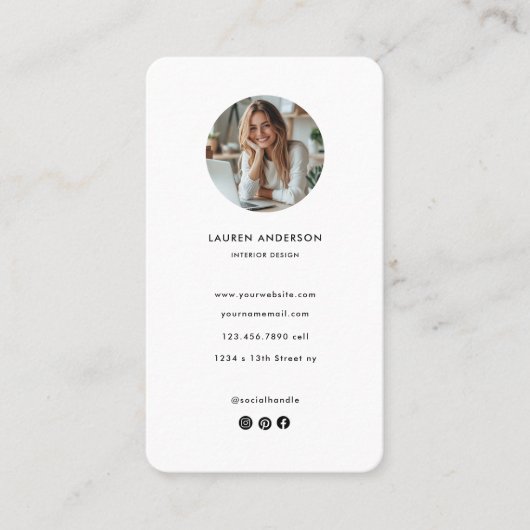 Modernes Minimalistisches Foto und QR-Code Visitenkarte (Vorderseite)