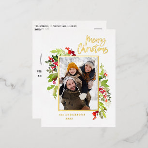 Modernes, minimalistisches Foto Weihnachten Folien Feiertagspostkarte