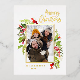 Modernes, minimalistisches Foto Weihnachten Folien Feiertagspostkarte