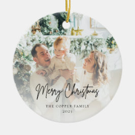 Modernes Minimalistisches Foto Weihnachten Keramik Ornament