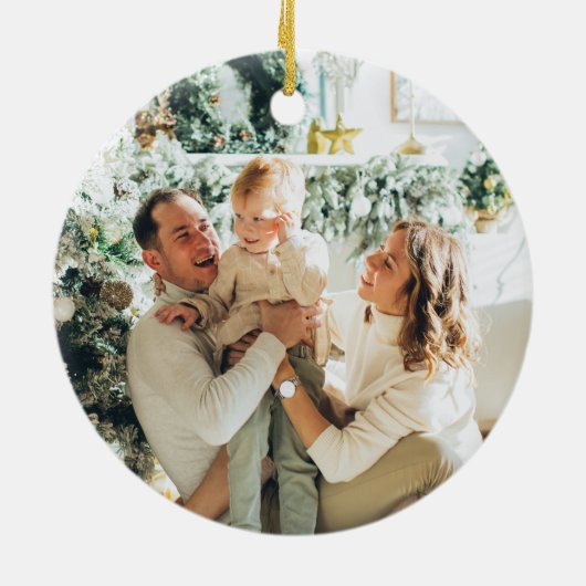 Modernes Minimalistisches Foto Weihnachten Keramik Ornament (Hinten)