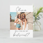 Modernes Minimalistisches Foto wirst du meine Brid Einladung (Stehend Vorderseite)