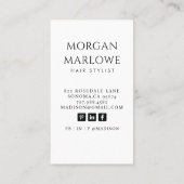Modernes Minimalistisches Friseur Schwarz-weißes F Visitenkarte (Rückseite)