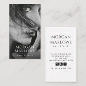 Modernes Minimalistisches Friseur Schwarz-weißes F Visitenkarte (Vorne/Hinten)