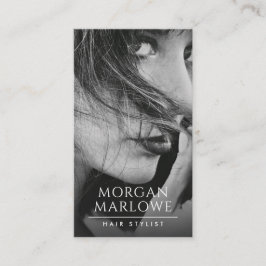 Modernes Minimalistisches Friseur Schwarz-weißes F Visitenkarte