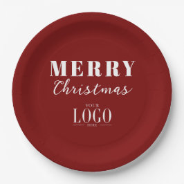 Modernes minimalistisches Frohe Weihnachten Firmen Pappteller