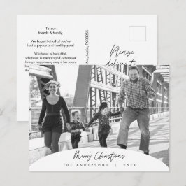 Modernes Minimalistisches, fröhliches Weihnachtsfa Postkarte