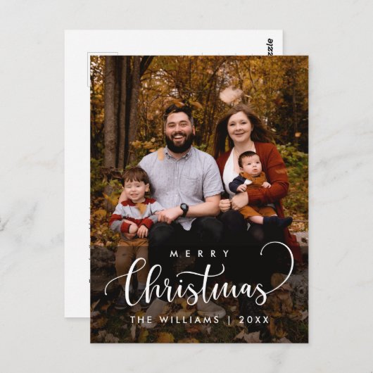 Modernes Minimalistisches, fröhliches Weihnachtsfa Postkarte (Vorne/Hinten)