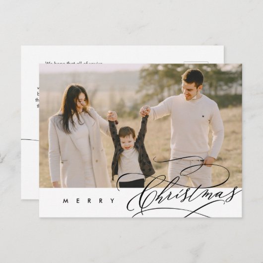 Modernes Minimalistisches, fröhliches Weihnachtsfa Postkarte (Vorne/Hinten)