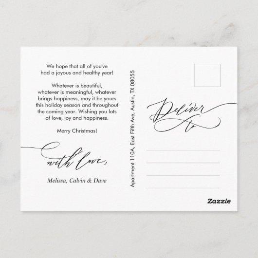 Modernes Minimalistisches, fröhliches Weihnachtsfa Postkarte (Rückseite)