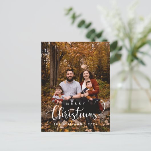 Modernes Minimalistisches, fröhliches Weihnachtsfa Postkarte (Stehend Vorderseite)