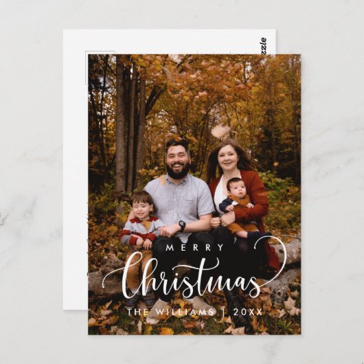 Modernes Minimalistisches, fröhliches Weihnachtsfa Postkarte (Vorne/Hinten)