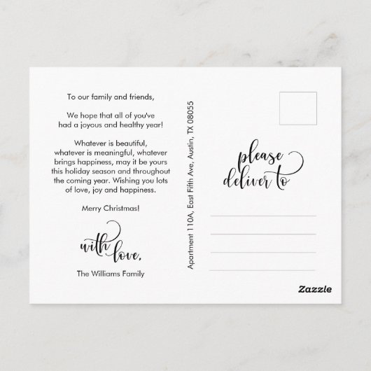 Modernes Minimalistisches, fröhliches Weihnachtsfa Postkarte (Rückseite)