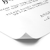 Modernes Minimalistisches Funny Open Bar Wedding-Z Poster (Ecke)