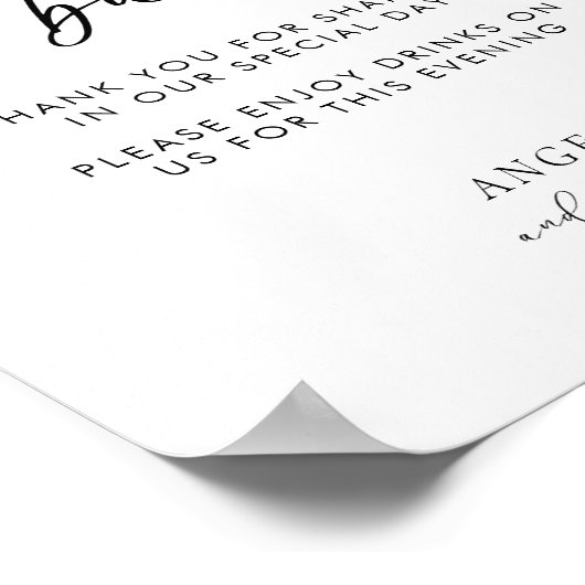 Modernes Minimalistisches Funny Open Bar Wedding-Z Poster (Ecke)