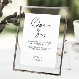 Modernes Minimalistisches Funny Open Bar Wedding-Z Poster