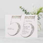 Modernes, minimalistisches, ganz weißes Party 55. Einladung (Stehend Vorderseite)