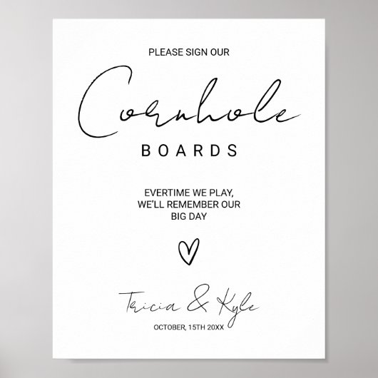 Modernes Minimalistisches Gästebuch Cornhole (Vorne)