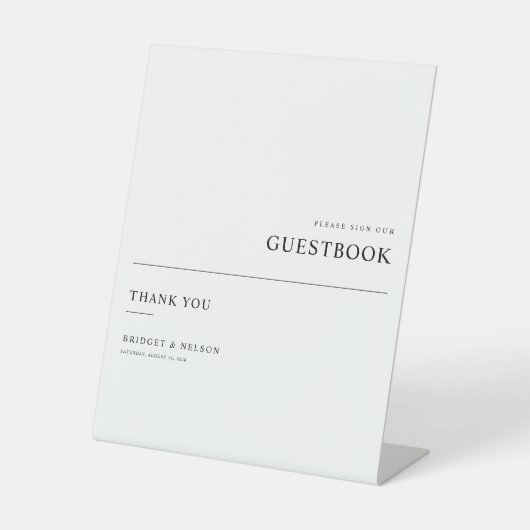 Modernes Minimalistisches Gästebuchzeichen Sockelschild (Vorderseite)