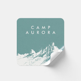 Modernes Minimalistisches Gebirge - desaturierter Quadratischer Aufkleber