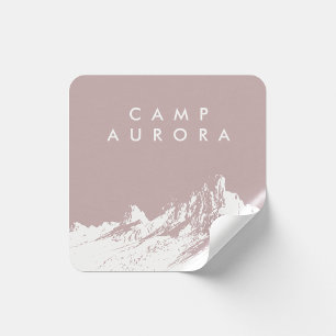 Modernes Minimalistisches Gebirge pink Quadratischer Aufkleber