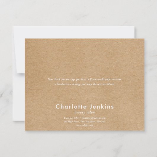 Modernes, Minimalistisches Geschäft mit rustikalen Dankeskarte (Rückseite)