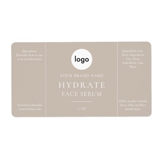 Modernes Minimalistisches Gesicht-Serum-Label (Vorne)