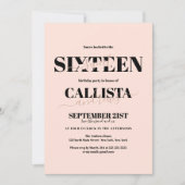 Modernes Minimalistisches Girly Blush Pink Black S Einladung (Vorderseite)