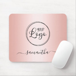 Modernes Minimalistisches Girly-Rose-Gold-Logo Mousepad